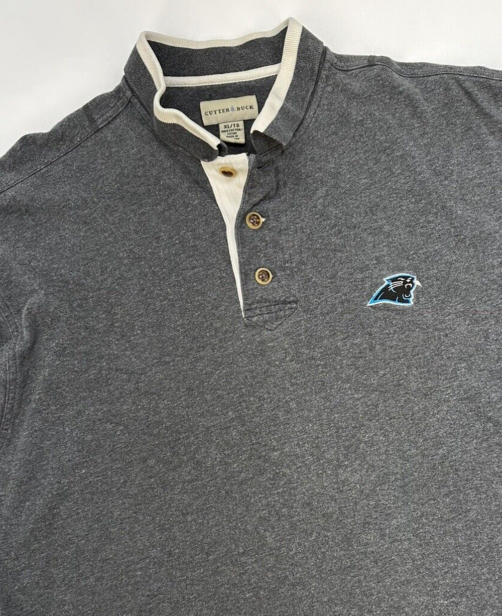 Carolina Panthers NFL Football Cutter and Buck Polo Short Sleeve XLarge Grey